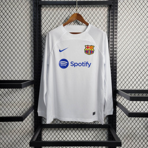 Maillot Blanc Extérieur FC Barcelone Manches Longues 2023 2024